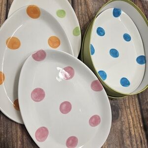Easter Polka Dot Plates Set Of 4 In Box